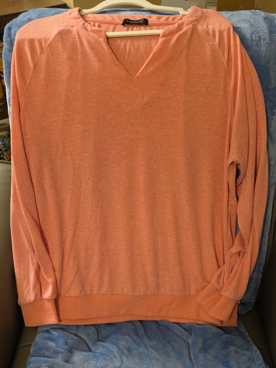 Amazon Tops - Amazon Coral Lightweight V-Neck Pullover Sweatshirt